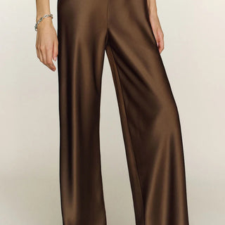 Premium Satin Brown Pant - FREYJA GLOBAL - 