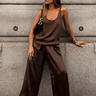 Premium Satin Brown Tank Top - FREYJA GLOBAL - 
