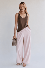 Premium Satin Brown Tank Top - FREYJA GLOBAL - 