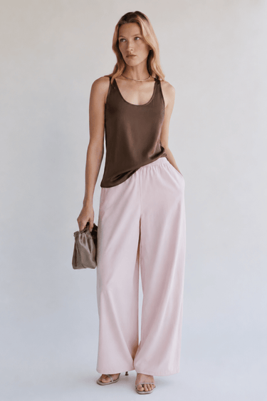 Premium Satin Brown Tank Top - FREYJA GLOBAL - 
