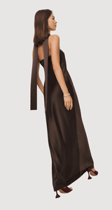 Premium Satin Brown Tube Dress - Midnight Royalty - FREYJA GLOBAL - 