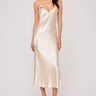 Premium Satin Champagne Midi Dress - FREYJA GLOBAL - 