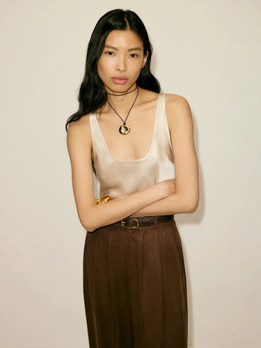Premium Satin Champagne Tank Top - FREYJA GLOBAL - 