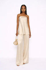 Premium Satin Champagne Tube Top - FREYJA GLOBAL - 