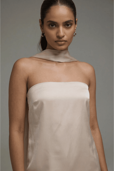 Premium Satin Champagne Tube Top Co - ord set - FREYJA GLOBAL - 