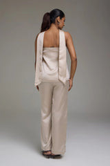 Premium Satin Champagne Tube Top Co - ord set - FREYJA GLOBAL - 