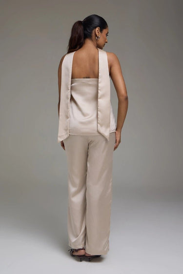 Premium Satin Champagne Tube Top Co - ord set - FREYJA GLOBAL - 