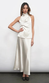 Premium Satin Pearl Halter neck top - FREYJA GLOBAL - 