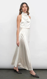 Premium Satin Pearl Halter neck top - FREYJA GLOBAL - 