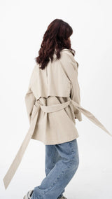 Premium Tan Oversized Trench Coat Jacket - FREYJA INDIA - 