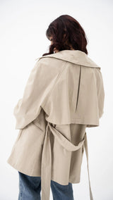 Premium Tan Oversized Trench Coat Jacket - FREYJA INDIA - 