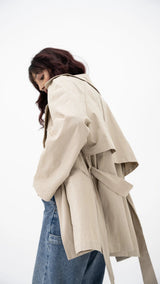 Premium Tan Oversized Trench Coat Jacket - FREYJA INDIA - 