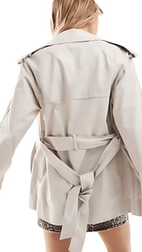 Stone Premium Double Breasted Trench Coat with tie - belt - FREYJA INDIA - 