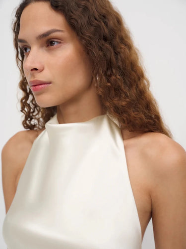 The Island Muse - Premium Satin Champagne Short Dress - FREYJA GLOBAL - 