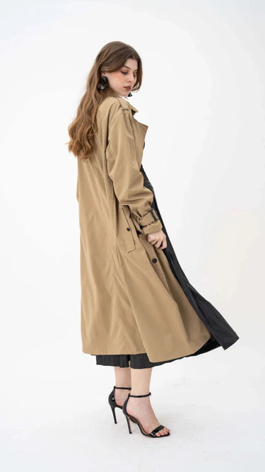 The OG Long Beige Trench Coat with tie belt - FREYJA INDIA - 