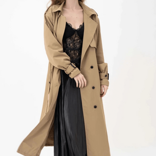 The OG Long Beige Trench Coat with tie belt - FREYJA INDIA - 