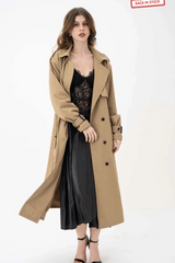 The OG Long Beige Trench Coat with tie belt - FREYJA INDIA - 