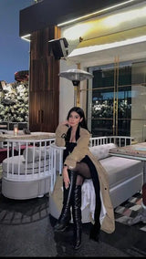 The OG Long Beige Trench Coat with tie belt - FREYJA GLOBAL - 