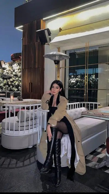 The OG Long Beige Trench Coat with tie belt - FREYJA GLOBAL - 