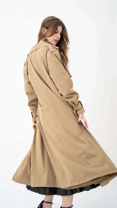The OG Long Beige Trench Coat with tie belt - FREYJA INDIA - 