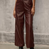 Wine Faux Leather Trouser - FREYJA GLOBAL - 